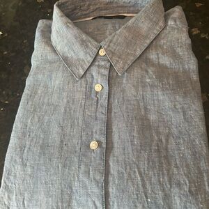 Brooks Brothers Blue Casual Button Down Linen shirt in size 12. NWT